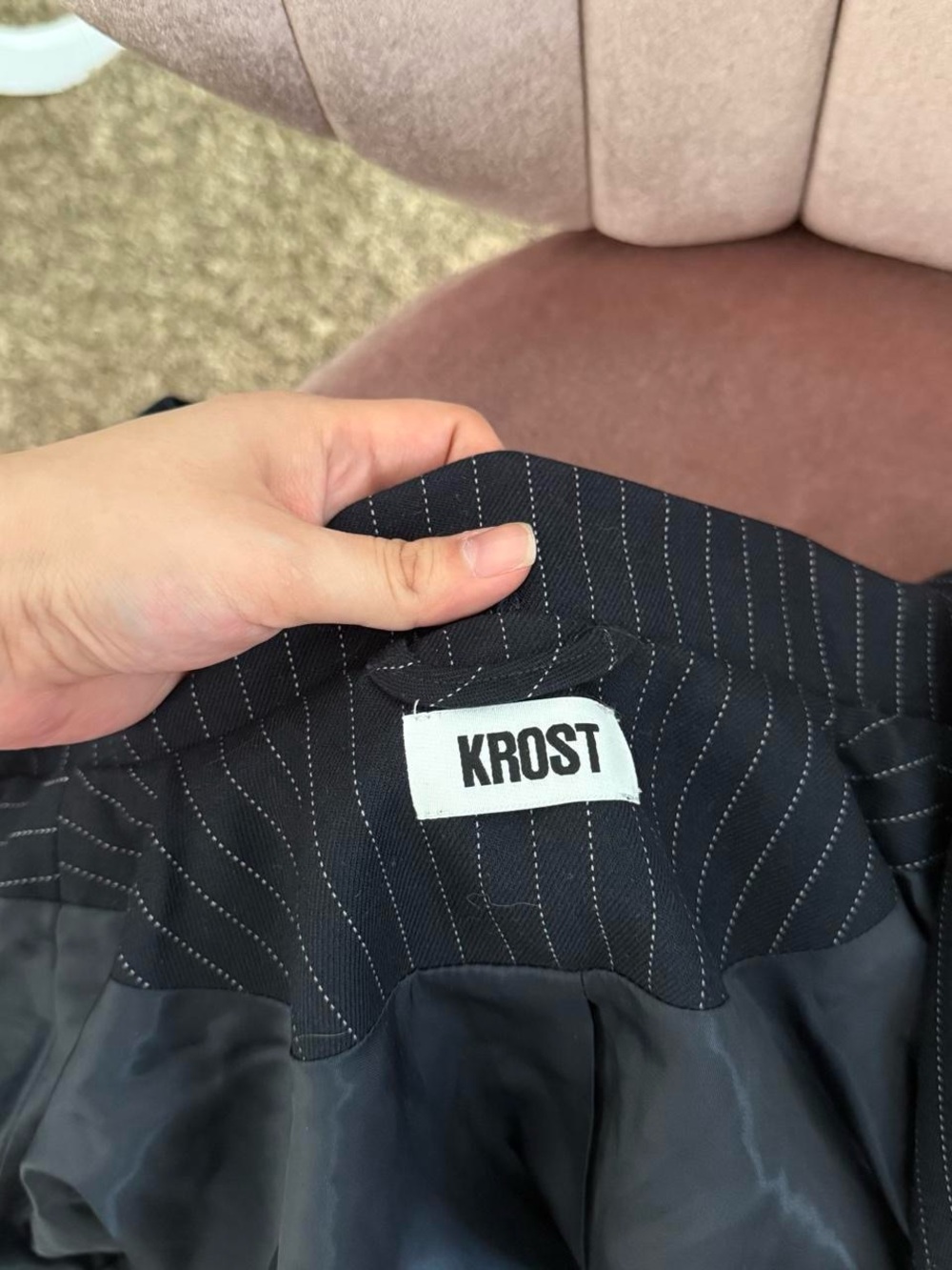 Preppy grunge navy blue pinstriped sleek jacket - Picture 5 of 6